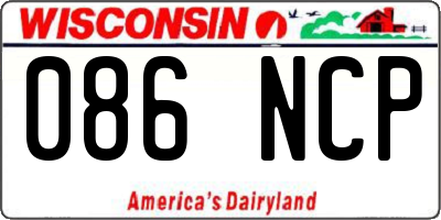 WI license plate 086NCP