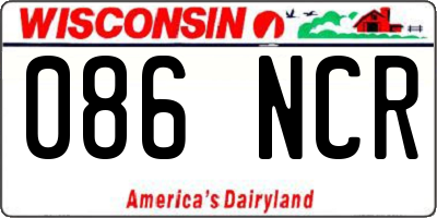 WI license plate 086NCR