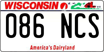 WI license plate 086NCS
