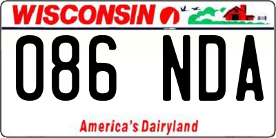 WI license plate 086NDA