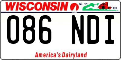WI license plate 086NDI