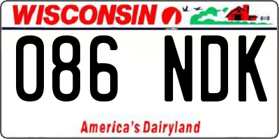 WI license plate 086NDK