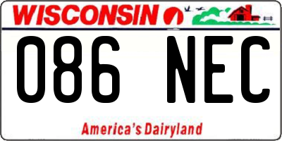 WI license plate 086NEC