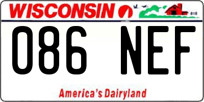 WI license plate 086NEF