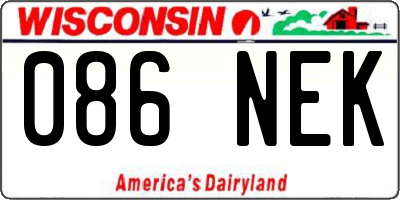 WI license plate 086NEK