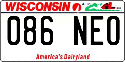 WI license plate 086NEO