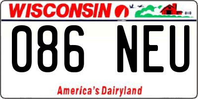 WI license plate 086NEU