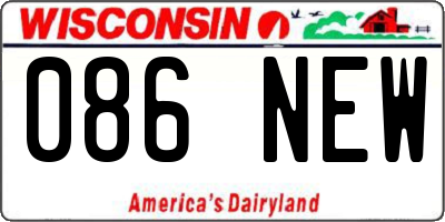 WI license plate 086NEW