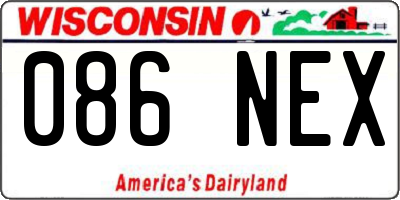 WI license plate 086NEX