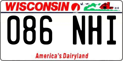 WI license plate 086NHI