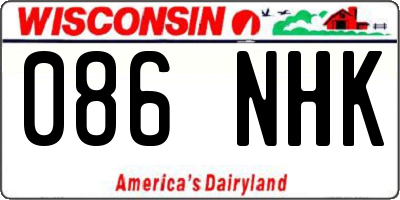 WI license plate 086NHK