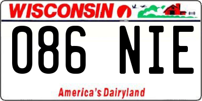 WI license plate 086NIE