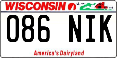 WI license plate 086NIK