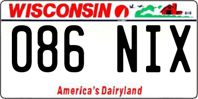 WI license plate 086NIX