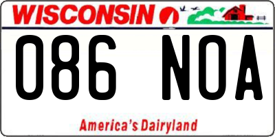 WI license plate 086NOA