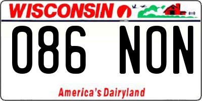 WI license plate 086NON
