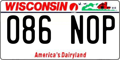 WI license plate 086NOP