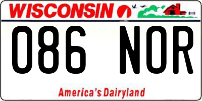 WI license plate 086NOR
