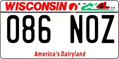 WI license plate 086NOZ