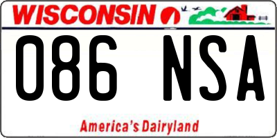 WI license plate 086NSA