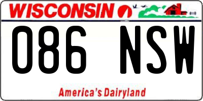 WI license plate 086NSW