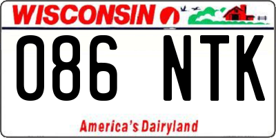 WI license plate 086NTK