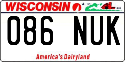 WI license plate 086NUK