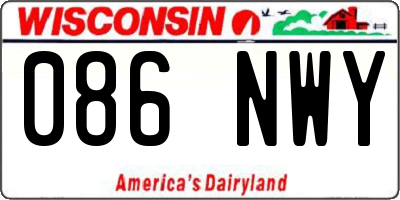 WI license plate 086NWY