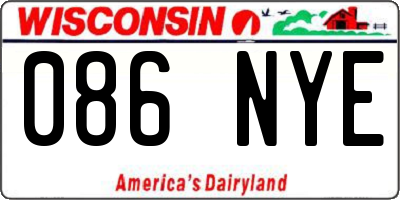WI license plate 086NYE