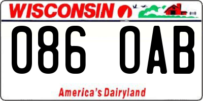 WI license plate 086OAB