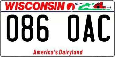 WI license plate 086OAC