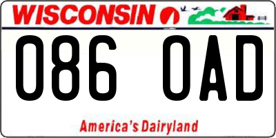 WI license plate 086OAD