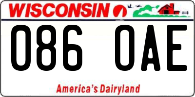 WI license plate 086OAE