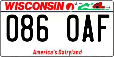 WI license plate 086OAF