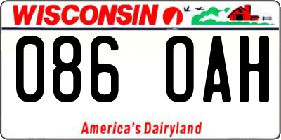 WI license plate 086OAH