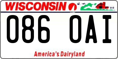 WI license plate 086OAI