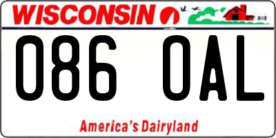 WI license plate 086OAL