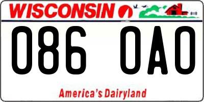 WI license plate 086OAO