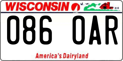 WI license plate 086OAR