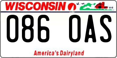 WI license plate 086OAS