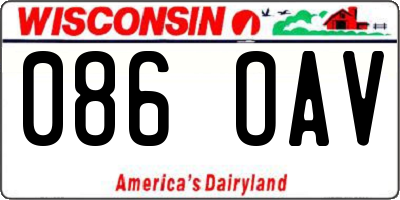 WI license plate 086OAV
