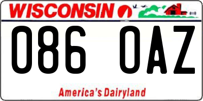 WI license plate 086OAZ