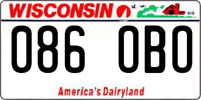 WI license plate 086OBO