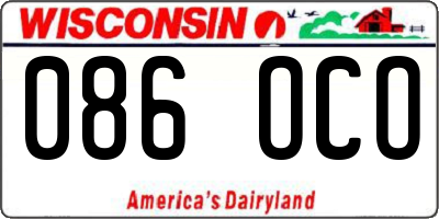 WI license plate 086OCO