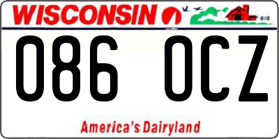 WI license plate 086OCZ