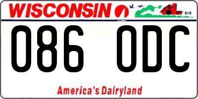 WI license plate 086ODC