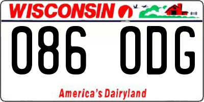 WI license plate 086ODG