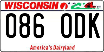 WI license plate 086ODK