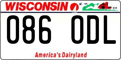 WI license plate 086ODL