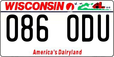 WI license plate 086ODU